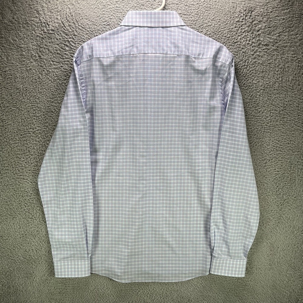 Michael Kors Performance Slim Fit Dress Shirt Mens Large Blue Plaid Stretch NWT - Picture 3 of 13